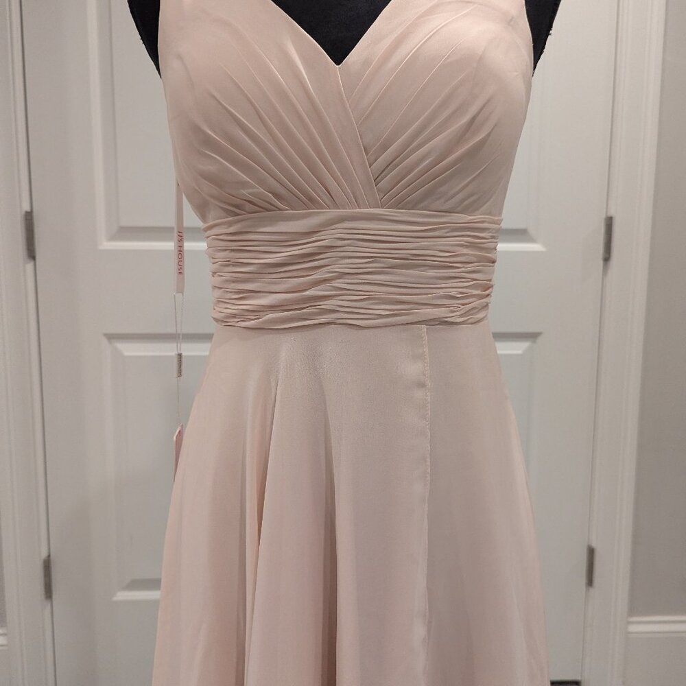 Brand New Blush Pink Chiffon Dress Asymmetric Dress from JJ House US 6 NWT